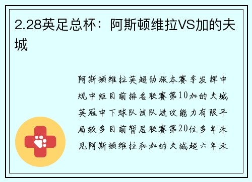 2.28英足总杯：阿斯顿维拉VS加的夫城