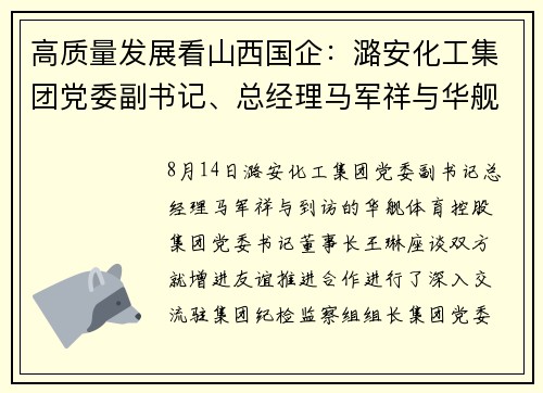 高质量发展看山西国企：潞安化工集团党委副书记、总经理马军祥与华舰体育控股集团王琳座谈