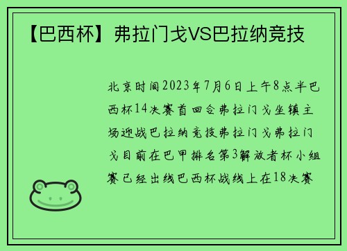【巴西杯】弗拉门戈VS巴拉纳竞技